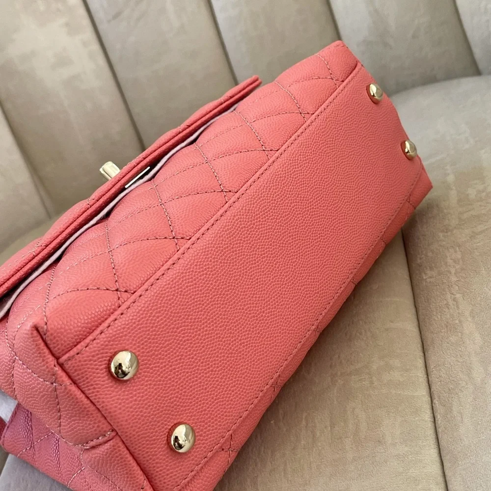 NEW CHANEL 22A Pink Caviar Small/ Old Mini Coco Handle Flap w/ receipt - Picture 10 of 15